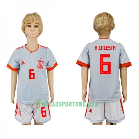 Koszulka Hiszpania A_Iniesta 6 Dziecięcy Mistrzostwa Świata 2018 Wyjazdowe Stroje Piłkarskie